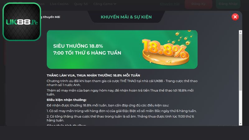 Siêu thưởng tại UK88 hằng tuần